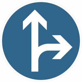 Verkehrsschild Vorgeschriebene Fahrtrichtung geradeaus oder rechts VZ: 214