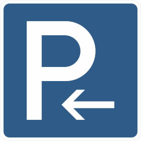 Verkehrsschild nach StVO - Nr. 314 - 10 Parkplatz (Anfang)