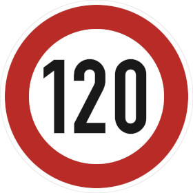 Verkehrsschild Zulssige Hchstgeschwindigkeit 120 km / h VZ: 274 - 120