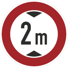 Verkehrsschild Verbot für Fahrzeuge über 2, 0 m Höhe VZ: 265 - 2, 0