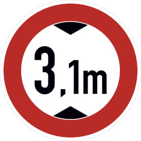 Verkehrsschild Verbot für Fahrzeuge über 3, 1 m Höhe VZ: 265 - 3, 1