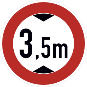 Verkehrsschild Verbot für Fahrzeuge über 3, 5 m Höhe VZ: 265 - 3, 5