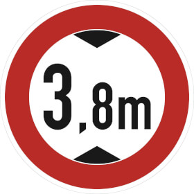 Verkehrsschild Verbot für Fahrzeuge über 3, 8 m Höhe VZ: 265 - 3, 8