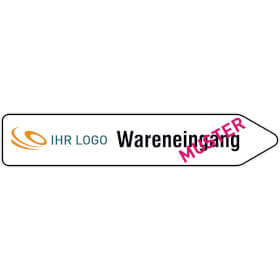Individuell gefertigter Wegweiser (rechtsweisend) Aluminium 2, 0 mm, refektierend Typ RA1 / A, weiß,  Ecken rund,  ohne Bohrung