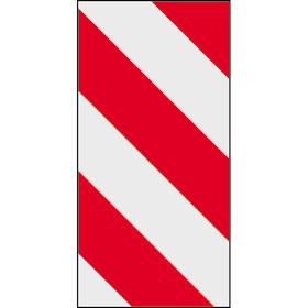 Warntafel rot / wei, rechtsweisend, 