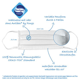 PONGS Mehrweg Mund-Nasen-Maske Typ B, mit Antibac-Hygieneschutz, waschbar