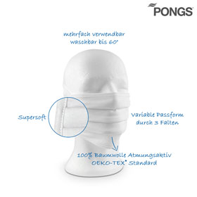 PONGS Mehrweg Mund-Nasen-Maske Typ D-Supersoft, waschbar