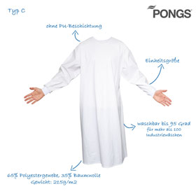 PONGS Hygiene-Kittel Typ C, waschbar bis 90 Grad