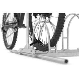 Fahrradständer WSM  Blickpunkt, mit Werbetafel weiß, aus Stahlblech, 3 Einstellpl., L. 1,05 m