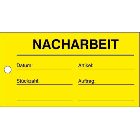 Qualitätskennzeichnung Etiketten Text: Nacharbeit