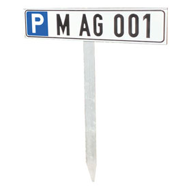 Einschlagpfosten, Erdspieß,  für Parkplatzschilder 52,0 x 11,0 cm - Aluminium mit Einschubnut