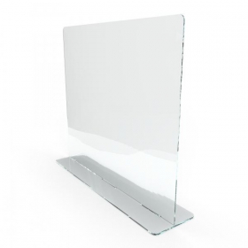 Mobile Acrylglasscheibe zum Schutz vor Infektionen im Verkaufsbereich  gewlbt, zum Einstecken auf Grundplatte (BxL): 69,0 x 17,0 cm