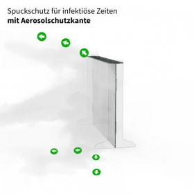 SafetyMarking Hygieneschutzwand mit Aerosol-Schutzkante, zum sicheren Ineinanderstecken