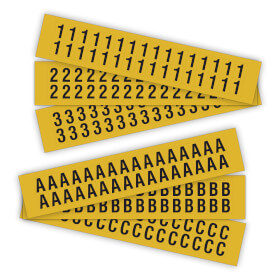 Selbstklebende Ziffern und Buchstaben auf Karte Schrifthöhe 49, 0 mm, gelb /  schwarz