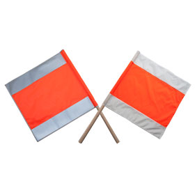 Warnfahne / Warnflagge Typ A tagesleuchtend  /  wei,  wei  /  rotorange