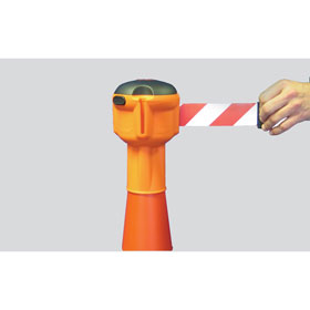 Absperrsysteme Skipper Absperrband mit Haltekopf für Leitkegel