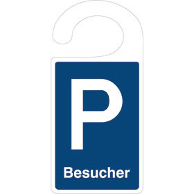 Parkausweis - Anhnger Symbol: P, Text:  Besucher,  blau / wei