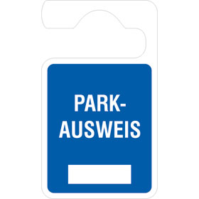 Parkausweis - Anhänger Text: Parkausweis, zur Selbstbeschriftung
