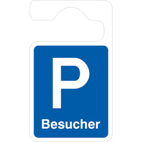 Parkausweis - Anhänger Symbol: P, Text:  Besucher,  blau / weiß