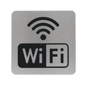 WiFi Schild Aluminium Edelstahloptik mit schwarzem Foliendruck