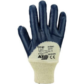 Asatex 3410 Montagehandschuh blau Baumwollhandschuh mit Teilbeschichtung aus Nitril
