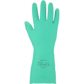 Asatex 3450 Chemikalienschutzhandschuh grün Nitrilhandschuh mit Baumwollbeflockung
