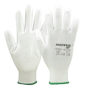 Asatex 3700 Arbeitshandschuh weiß mit PU - Beschichtung auf Fingerkuppen und Innhand
