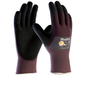 Montagehandschuh für ölige Bedingungen MaxiDry 3 / 4 getaucht, violett - schwarz, 