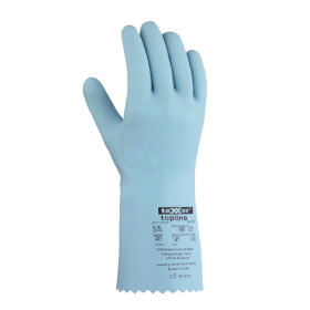 Texxor 2240 topline Chemikalienschutzhandschuh hellblau aus Naturlatex, mit Baumwolltrikot