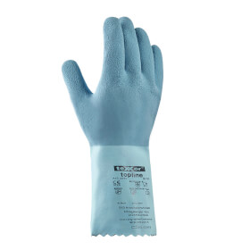 Texxor 2250 topline Chemikalienschutzhandschuh geraut hellblau aus Naturlatex mit angerauter Griffflche