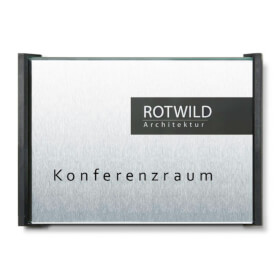 BOX Türschilder Aluminiumrückplatte in Edelstahloptik, ABS - Kunststoffrahmen, 