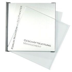 BOX Türschilder Aluminiumrückplatte in Edelstahloptik, ABS-Kunststoffrahmen,