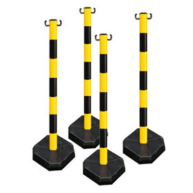 Kettenstnderset Kunststoffpfosten mobil mit 6 m - Kette, Farbe: gelb / schwarz