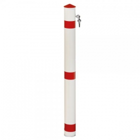 Stahl-Absperrpfosten rot/weiß mit Reflexstreifen herausnehmbar mit  Bodenhülse kaufen