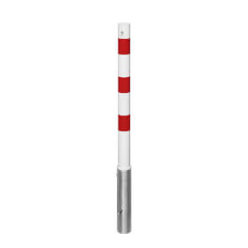 Stahl - Absperrpfosten rot / weiß mit Reflexstreifen herausnehmbar mit Bodenhülse
