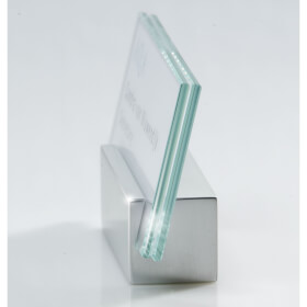 CLEAR Tischaufsteller  2 Glasscheiben à 3 mm, ESG, 