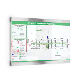 ClampLine Infotafel A4 Glasschild mit 2 edlen Aluminiumhaltern, variabler Klemmbereich