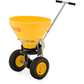 CEMO Streuwagen, Streuwagen aus Edelstahl mit PE - Behlter, Gummirder luftbereift, 