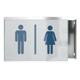 GlasFix Fahnenschild bestehend aus 2 Echtglas - Schildern und einem Edelstahlbügel