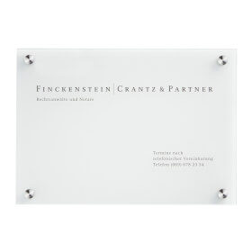 CRISTALLO Trschilder aus Einscheiben - Sicherheitsglas, hochwertige Edelstahlhalter, 