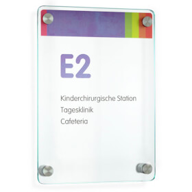 CRISTALLO Safe Wandschild aus ESG mit hochwertigen Edelstahlhaltern, 