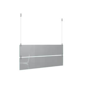 CRISTALLO Deckenabhänger mit Erweiterungsschild 2 x 5 mm ESG für Beschriftungseinlagen