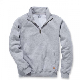 Carhartt Quarter - Zip Mock - Neck Sweatshirt grau mit Stehkragen und viertellangem Reiverschluss