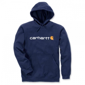 Carhartt Logo Graphic Kapuzenpullover dunkelblau mit Kapuze, Vordertasche, elastische Bündchen