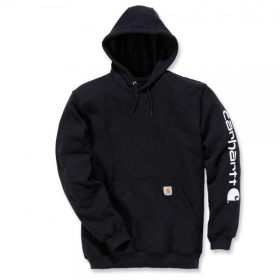 Carhartt Logo Sleeve Graphic Kapuzenpullover schwarz mit Kapuze, Vordertasche, elastische Bündchen