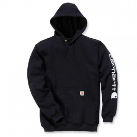 Carhartt Logo Sleeve Graphic Kapuzenpullover schwarz mit Kapuze, Vordertasche, elastische Bndchen