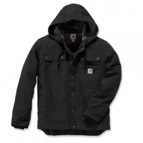 Carhartt Bartlett Jacke schwarz mit Kapuze, 2 Brust - , Innen und Außentaschen