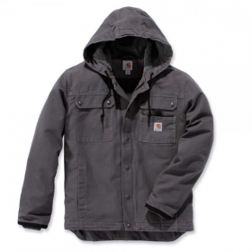 Carhartt Bartlett Jacke grau mit Kapuze, 2 Brust - , Innen und Auentaschen