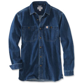 Carhartt Denim Longsleeve Shirt, levee Jeansstoff, zwei Brusttaschen mit Knopfverschluss,  langarm