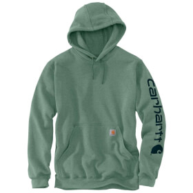 Carhartt Herren Logo Sleeve Graphic Kapuzenpullover grn mit Kapuze, Vordertasche, elastische Bndchen